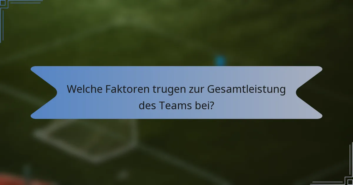 Welche Faktoren trugen zur Gesamtleistung des Teams bei?
