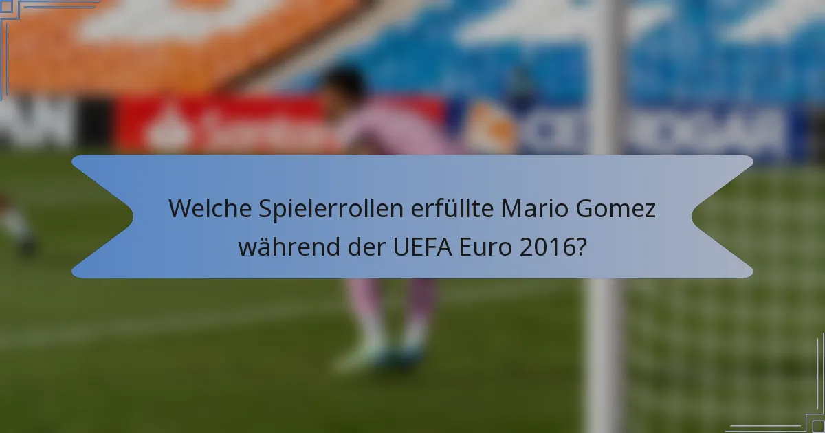 Welche Spielerrollen erfüllte Mario Gomez während der UEFA Euro 2016?