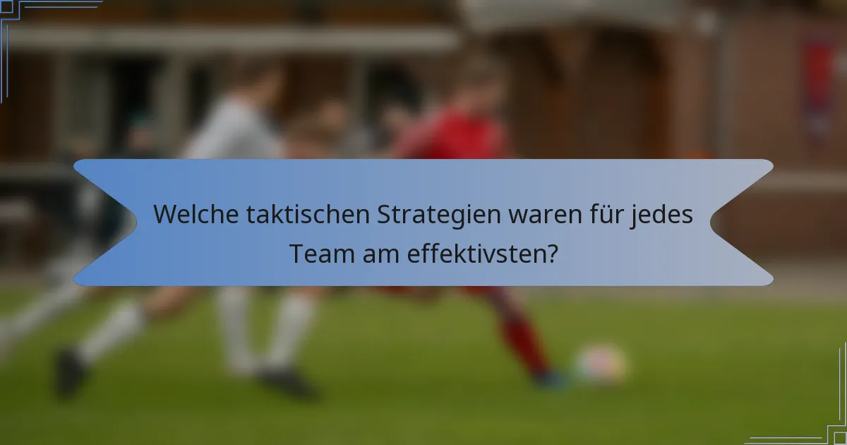Welche taktischen Strategien waren für jedes Team am effektivsten?