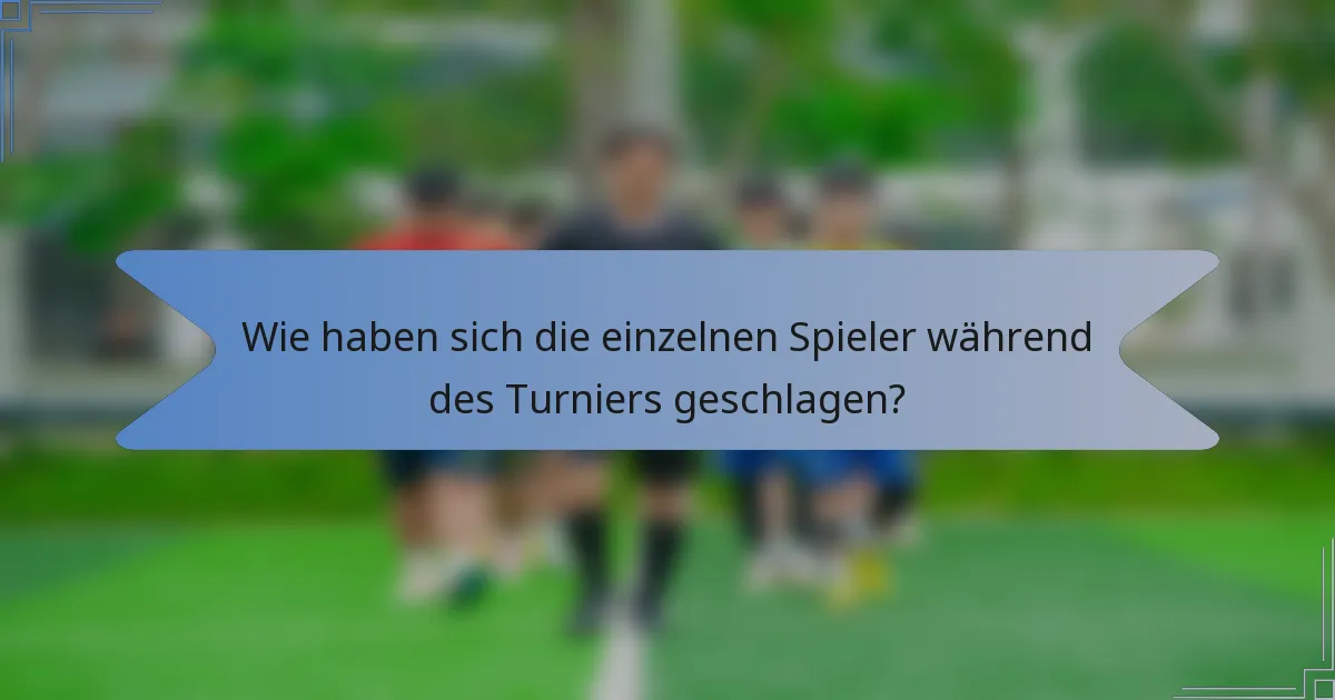 Wie haben sich die einzelnen Spieler während des Turniers geschlagen?